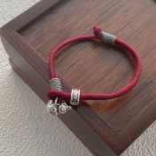 SATN122100007 S999足銀葫蘆紅繩手鏈女新中式國風設計復古手環簡約手工編織手飾