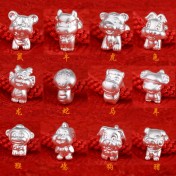 SSATN122100008 999足銀十二生肖手鏈本命年生肖馬手工編織紅繩手繩馬年新年禮物