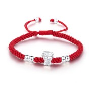 SSATN122100008 999足銀十二生肖手鏈本命年生肖馬手工編織紅繩手繩馬年新年禮物