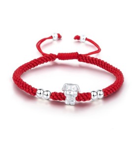 SSATN122100008 999足銀十二生肖手鏈本命年生肖馬手工編織紅繩手繩馬年新年禮物