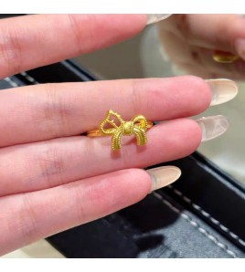 SATN122100010 S999純銀甜美蝴蝶結小馬戒指女本命年生肖馬年獨特設計精致指環