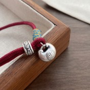 SATN122100014 S999足銀小胖福袋紅繩手鏈女新中式國風設計銀坨坨本命年編織手鏈