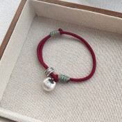 SATN122100014 S999足銀小胖福袋紅繩手鏈女新中式國風設計銀坨坨本命年編織手鏈