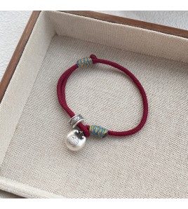 SATN122100014 S999足銀小胖福袋紅繩手鏈女新中式國風設計銀坨坨本命年編織手鏈