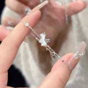 SATN122100015 S925純銀甜美獨角獸貝殼手鏈女輕奢小眾設計小馬手鏈本命年手飾