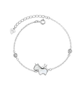 SATN122100015 S925純銀甜美獨角獸貝殼手鏈女輕奢小眾設計小馬手鏈本命年手飾