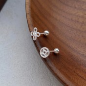 SATN122100016 S999足銀有錢花耳釘小眾設計氣質簡約本命年耳環氣質簡約ins耳飾