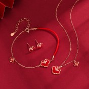 SATN122100017 S925純銀感溫變色平安鎖手鏈女復古宮廷風如意紅繩手鏈新年禮物