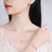 SATN122100017 S925純銀感溫變色平安鎖手鏈女復古宮廷風如意紅繩手鏈新年禮物