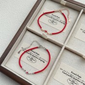 SATN122100018 925純銀故宮上岸錦鯉好運手鏈小眾設計輕奢新中式紅繩中國風手環