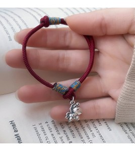 SATN122100020 S999足銀馬上有錢紅繩手鏈女簡約新中式設計生肖本命年馬年手飾