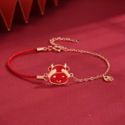 SATN122100021 新款十二生肖紅繩手鏈S925銀國潮溫變本命年簡約中國風蛇年手飾品