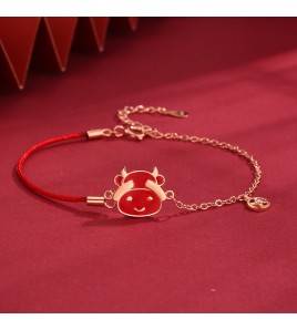 SATN122100021 新款十二生肖紅繩手鏈S925銀國潮溫變本命年簡約中國風蛇年手飾品