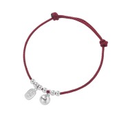 SATN122100022 S925純銀招財納福圓珠紅繩手鏈女簡約輕奢新中式國風設計串珠手環