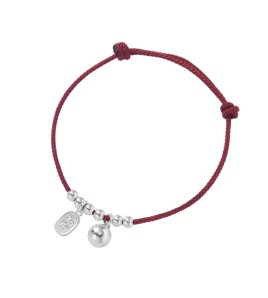 SATN122100022 S925純銀招財納福圓珠紅繩手鏈女簡約輕奢新中式國風設計串珠手環