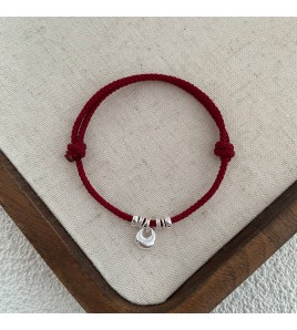 SATN122100023 S925純銀新中式銀坨坨紅繩手鏈女輕奢小眾精致手繩高級感新年禮物