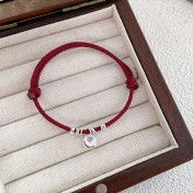 SATN122100023 S925純銀新中式銀坨坨紅繩手鏈女輕奢小眾精致手繩高級感新年禮物