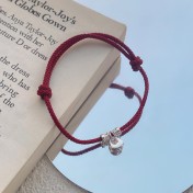 SATN122100023 S925純銀新中式銀坨坨紅繩手鏈女輕奢小眾精致手繩高級感新年禮物