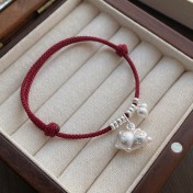 SATN122100024 S925純銀招財貓咪葫蘆紅繩手鏈輕奢小眾精致國風新年創意編織手鏈