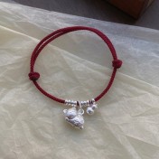 SATN122100024 S925純銀招財貓咪葫蘆紅繩手鏈輕奢小眾精致國風新年創意編織手鏈