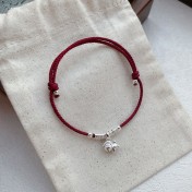 SATN122100026 S925純銀生肖小馬馬上有錢紅繩手鏈女手工編織本命年手串國風手飾
