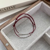 SATN122100027 S925純銀小圓環手繩女簡約小眾設計時尚手工編織手鏈氣質疊戴手飾