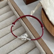 SATN122100028 S999足銀馬年馬上有錢盤纏紅繩手鏈女小眾輕奢氣質本命年百搭手串