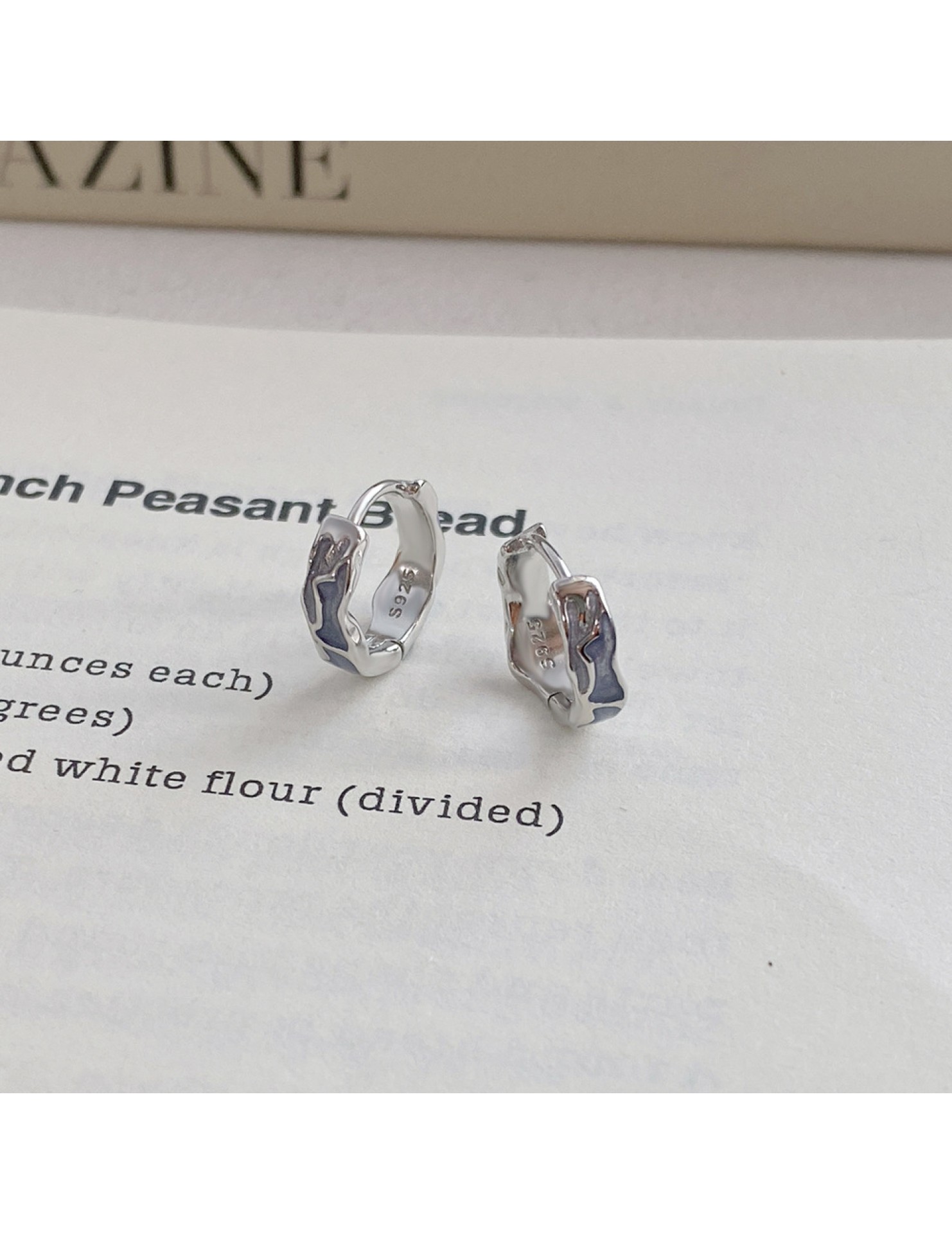 SATN122E100008 S925純銀韓版個性高級感滴釉耳環女生小眾不規則獨特耳扣氣質耳飾