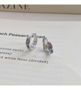 SATN122E100008 S925純銀韓版個性高級感滴釉耳環女生小眾不規則獨特耳扣氣質耳飾