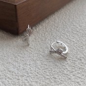 SATN122E100031 S925純銀蝴蝶結鑲鉆耳環女簡約甜美氣質耳扣小眾設計名媛風耳飾