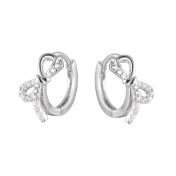 SATN122E100031 S925純銀蝴蝶結鑲鉆耳環女簡約甜美氣質耳扣小眾設計名媛風耳飾