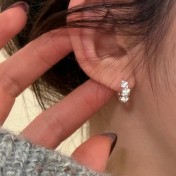 SATN122E100042 S925純銀花朵耳環女小眾百搭氣質繁花耳扣精致甜美耳圈時髦耳飾