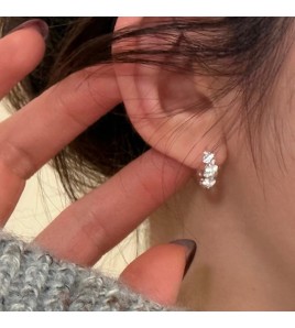 SATN122E100042 S925純銀花朵耳環女小眾百搭氣質繁花耳扣精致甜美耳圈時髦耳飾