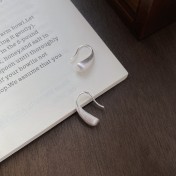 SATN122E100050 S999足銀簡約拉絲水滴耳環女法式輕奢氣質高級感耳鉤百搭通勤耳飾