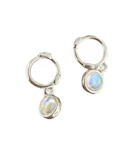 SATN122E100051 S925純銀韓版海藍寶月光玻璃石耳環女小眾設計ins風氣質耳扣耳飾