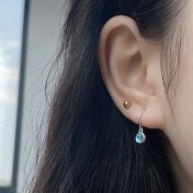 SATN122E100051 S925純銀韓版海藍寶月光玻璃石耳環女小眾設計ins風氣質耳扣耳飾