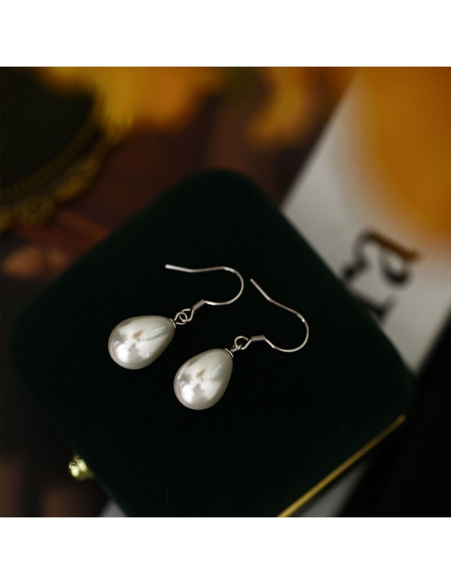 SATN122E100077 S925純銀復古水滴珍珠耳墜女高級感氣質小眾設計耳環簡約耳飾品