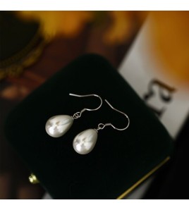 SATN122E100077 S925純銀復古水滴珍珠耳墜女高級感氣質小眾設計耳環簡約耳飾品