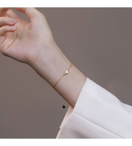 SATN122E100081 S925純銀簡約愛心手鏈女小眾設計輕奢氣質手環高級感新款桃心手飾