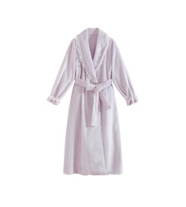 TCLN122100004 加絨加厚睡袍女秋冬公主長款浴袍法式高級感保暖晨袍少女長袖睡衣