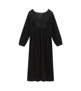 TCLN122100005 長袖新款睡裙女春秋冬宮廷風長裙保暖黑色睡衣外穿修身大碼家居服