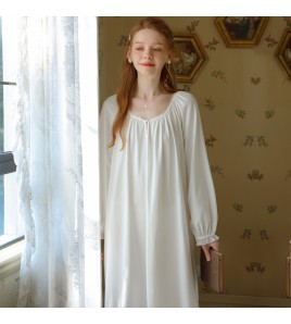 TCLN122100009 睡裙女春秋長袖長裙家居服法式復古宮廷休閑寬松大碼公主睡衣