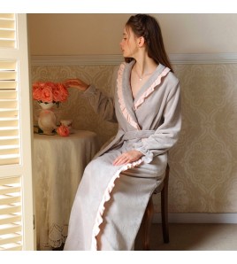 TCLN122100012 秋冬寬松復古宮廷絨睡袍少女厚長袖長款公主加厚保暖家居服絨睡衣