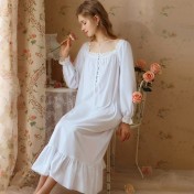 TCLN122100013 宮廷公主風睡裙女春秋長款性感復古法式長袖長款睡衣女加大家居