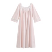 TCLN122100017 漢服睡衣女春秋薄款長袖蕾絲古風國甜美長裙方領少女寬松長款睡裙