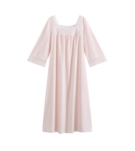 TCLN122100017 漢服睡衣女春秋薄款長袖蕾絲古風國甜美長裙方領少女寬松長款睡裙