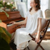 TCLN122100019 睡裙短袖新品長款寬松少女夏季宮廷公主復古甜美廠家睡衣家居