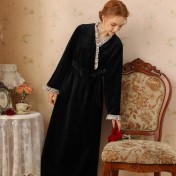 TCLN122100023 絨睡袍少女秋冬加厚浴袍長款甜美性感法式公主長款睡衣保暖家居服