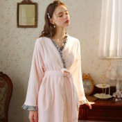 TCLN122100023 絨睡袍少女秋冬加厚浴袍長款甜美性感法式公主長款睡衣保暖家居服