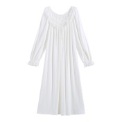 TCLN122100024 睡裙春秋季長袖長裙甜美法式宮廷公主蕾絲少女睡衣家居